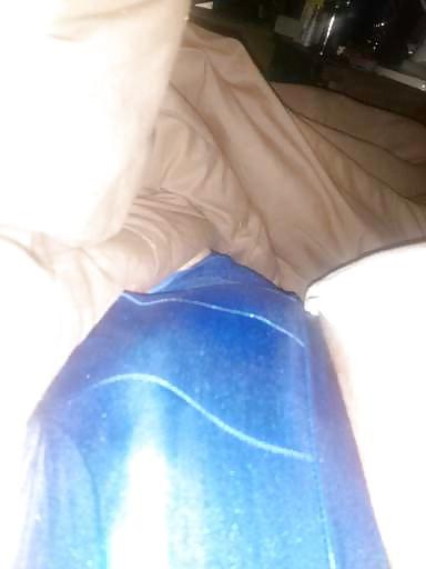 10P Wearing my wife's favorite blue satin briefs