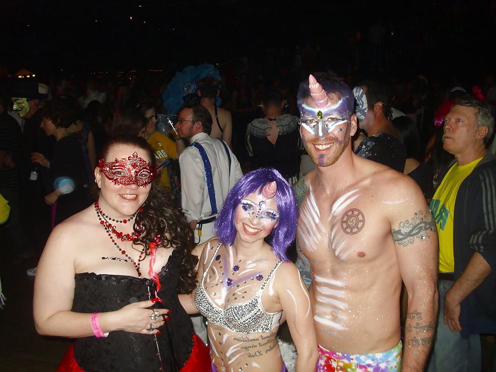13P Body Paint, girls drinking, Public Exposure. Austin, TX