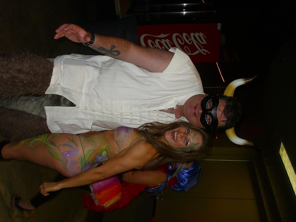 13P Body Paint, girls drinking, Public Exposure. Austin, TX