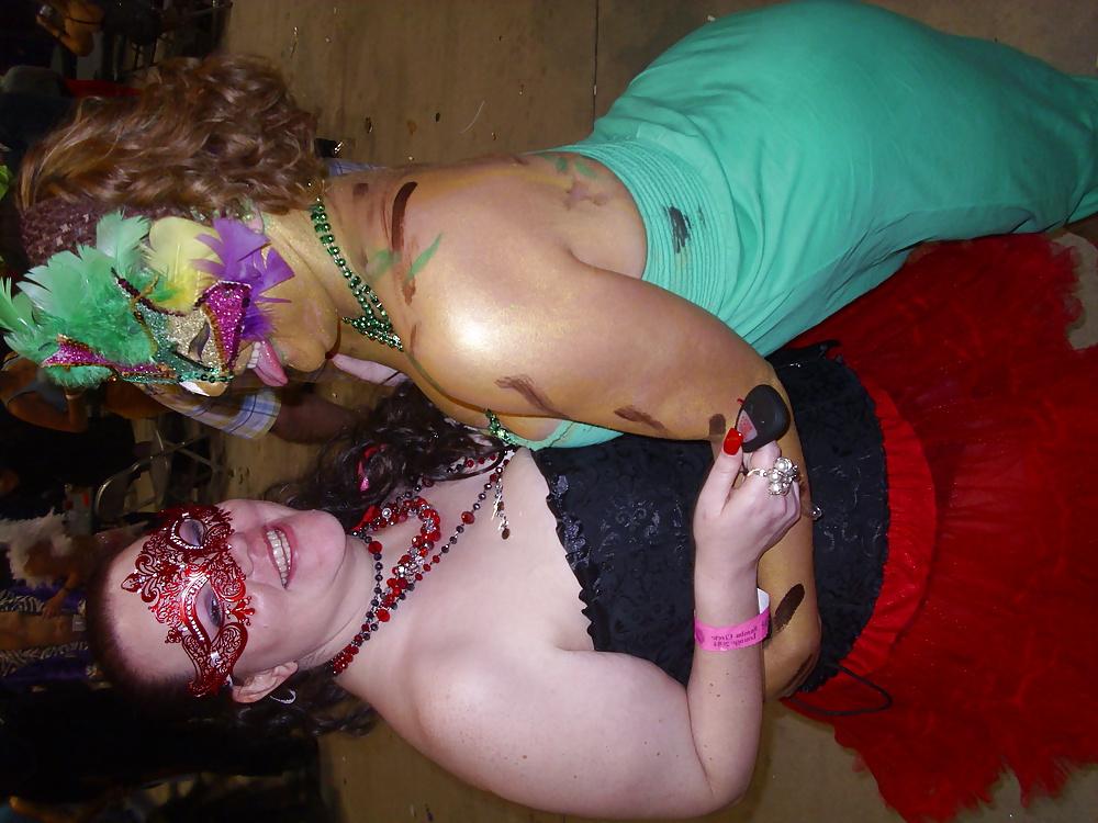 13P Body Paint, girls drinking, Public Exposure. Austin, TX
