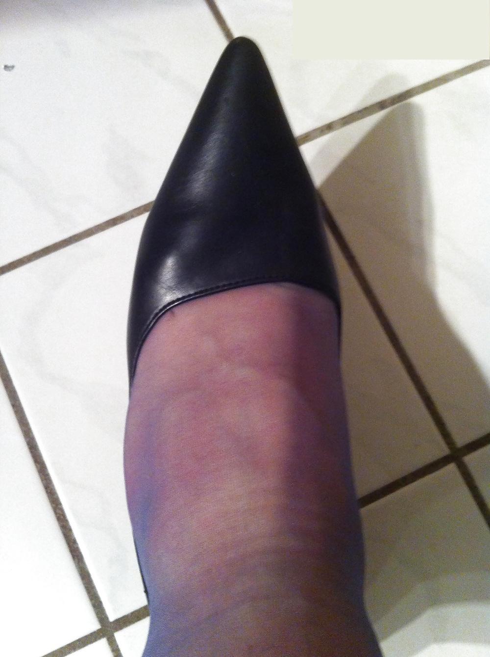6P White and blue Stockings in High Heels