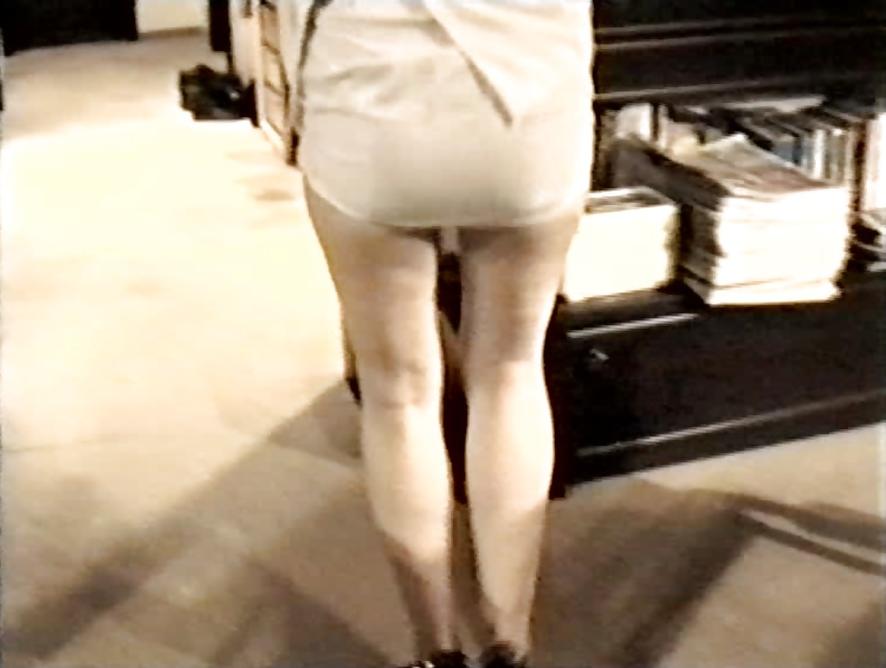 12P SAG - Sexy Tits & Legs In White Short Mini Costume 06