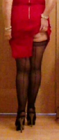 5P Granny with Big tits, hot ass, red dress