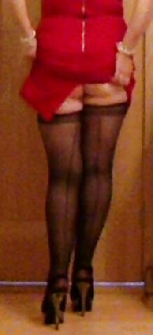 5P Granny with Big tits, hot ass, red dress