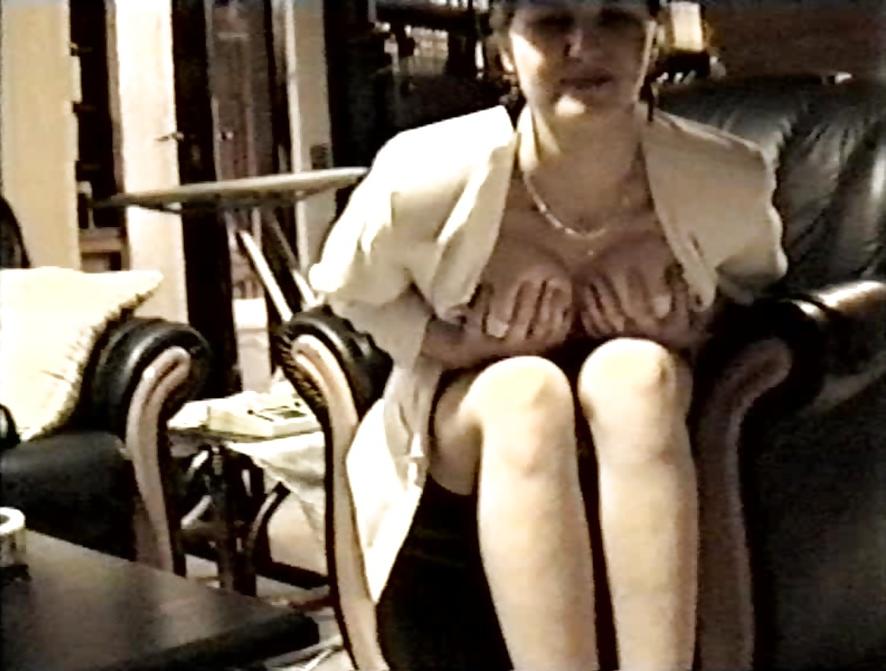 12P SAG - Sexy Tits & Legs In White Short Mini Costume 02