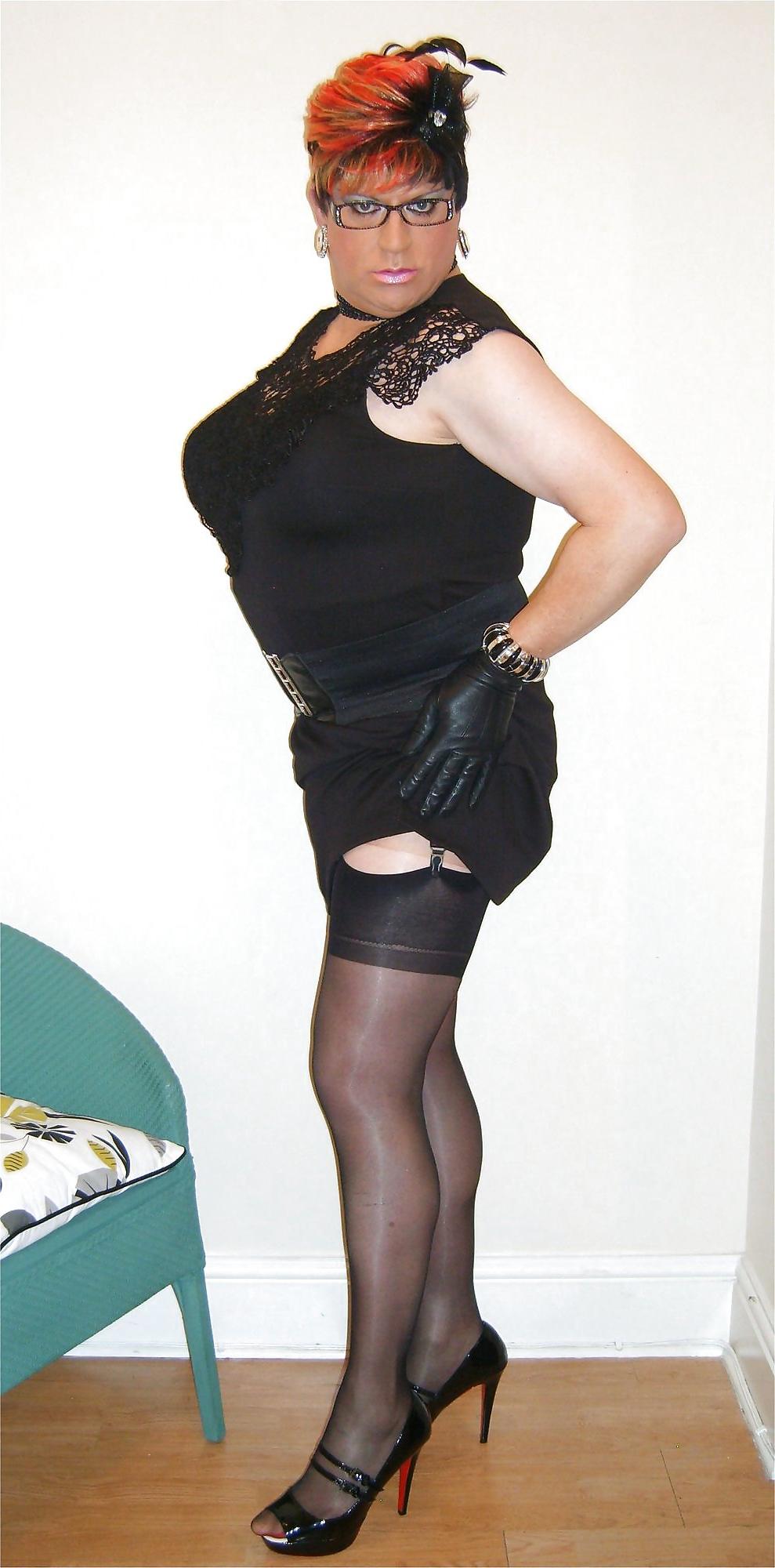 24P Black Lace Dress & Red Seamed FF's