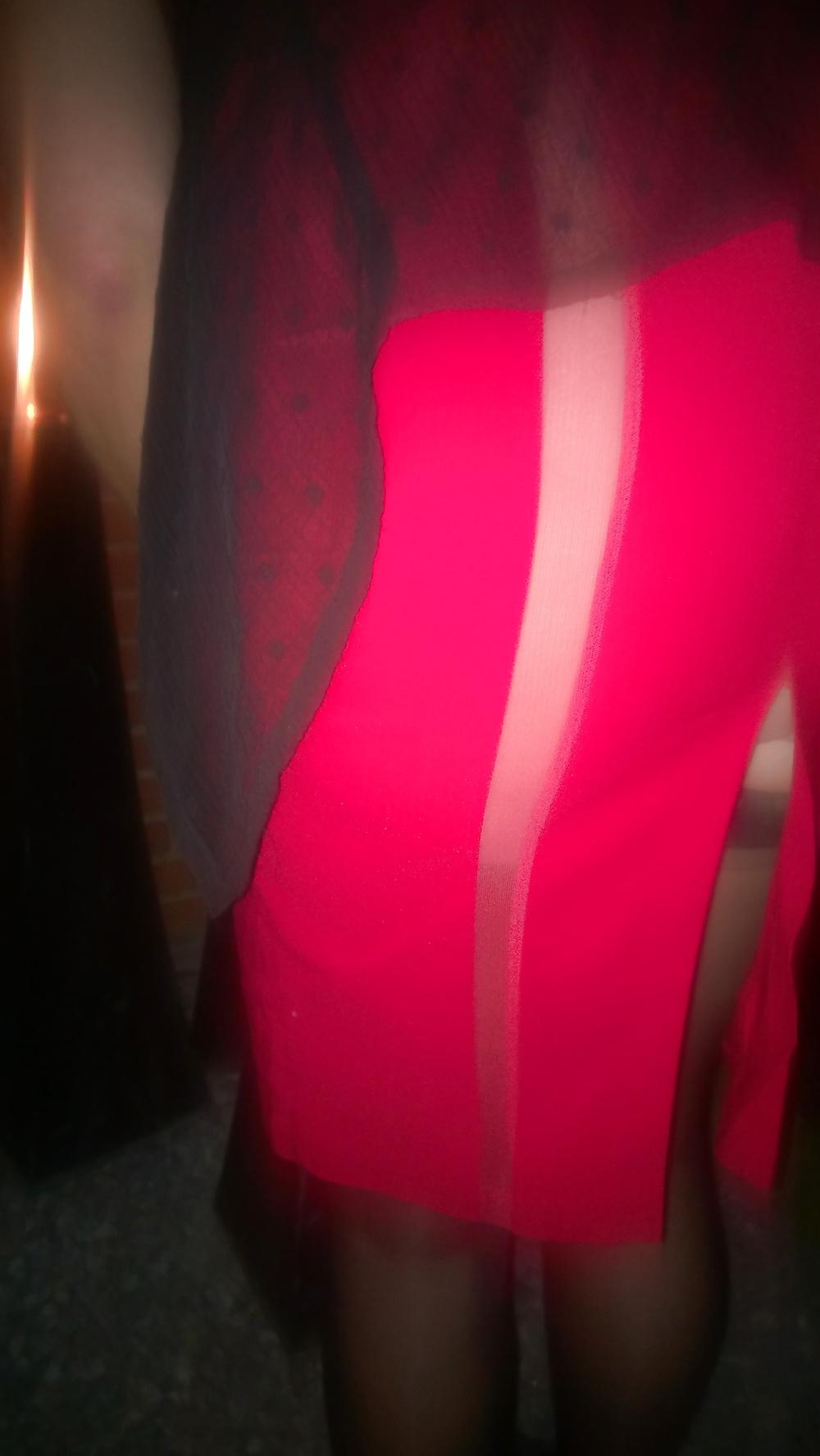 17P Stockings and sexy red dress