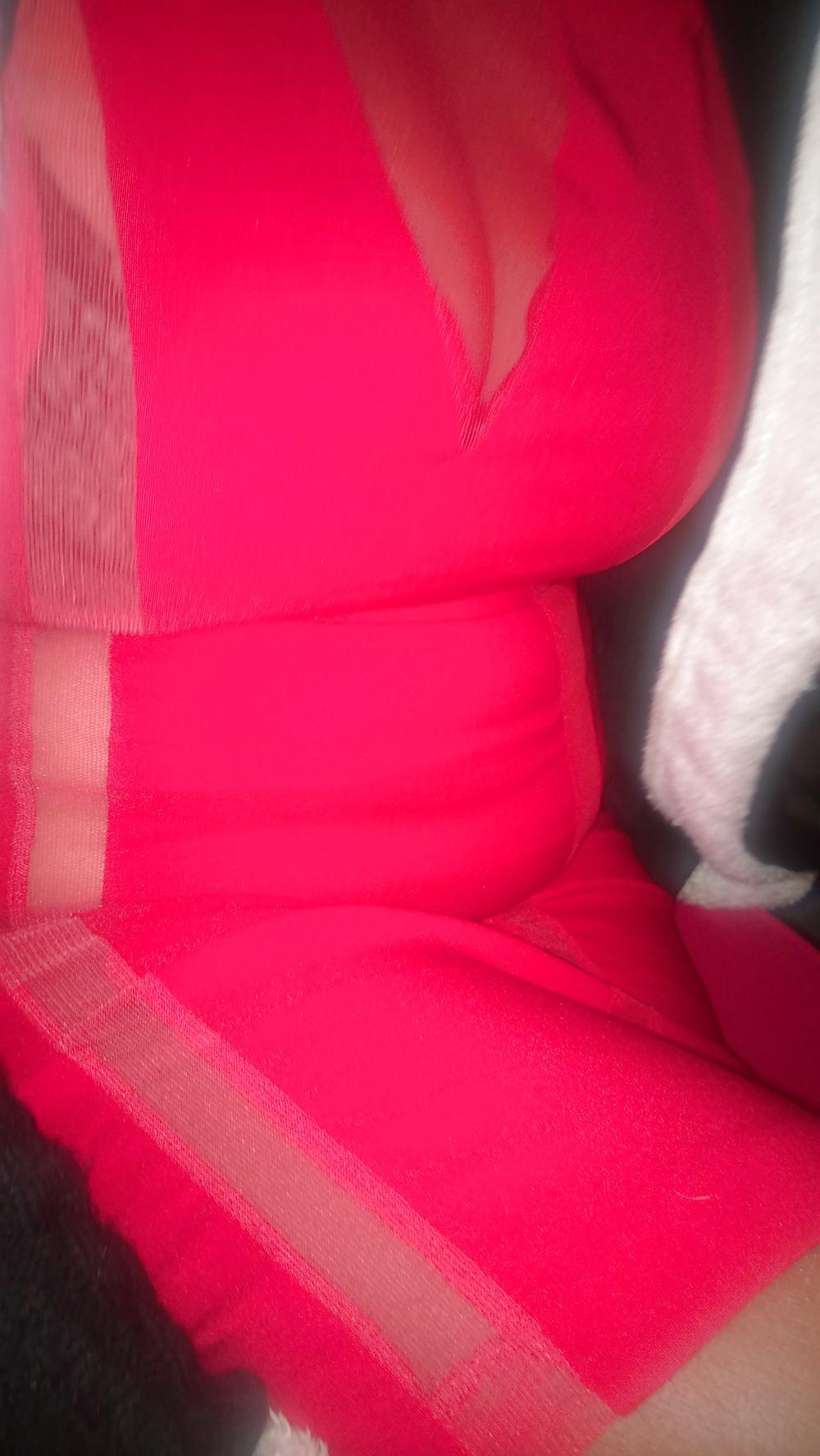 17P Stockings and sexy red dress