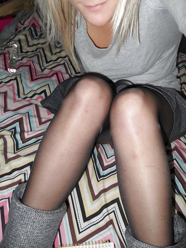 21P Black dirty used tights worn pantyhose