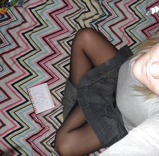 21P Black dirty used tights worn pantyhose