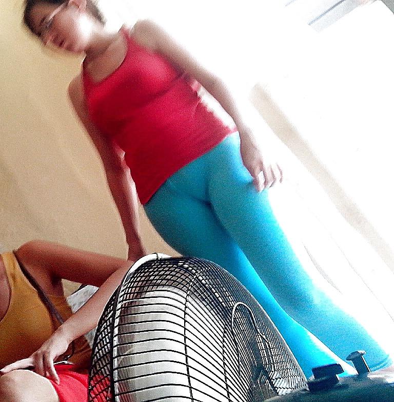 19P My sist in law in blue tights