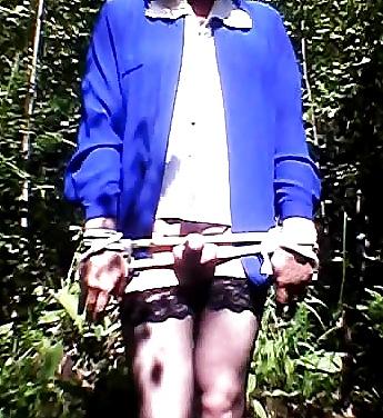 8P Outdoors sissy dick bondage