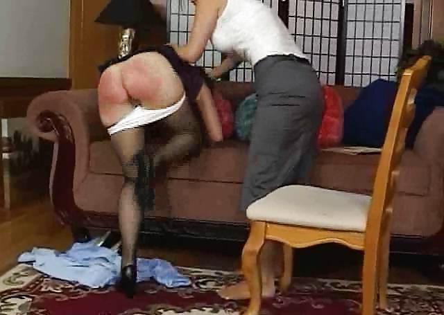 25P Student wearing white panties and pantyhose spanked.