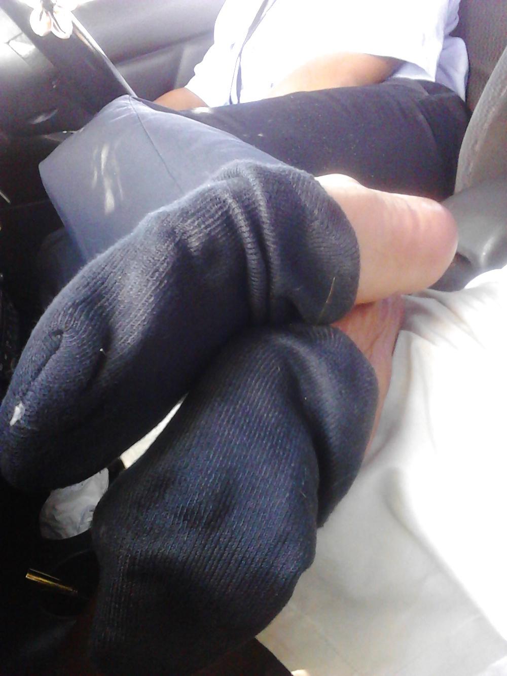 8P Sweaty socked soles fresh after work pre footjob