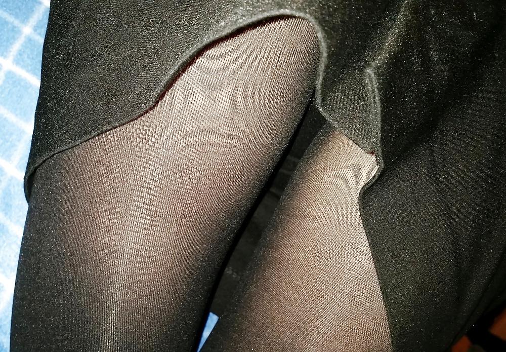 25P French hairy mature wife with pantihose, upskirts 2