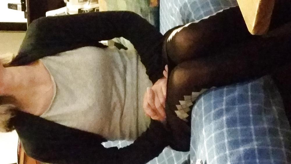 25P French hairy mature wife with pantihose, upskirts 2