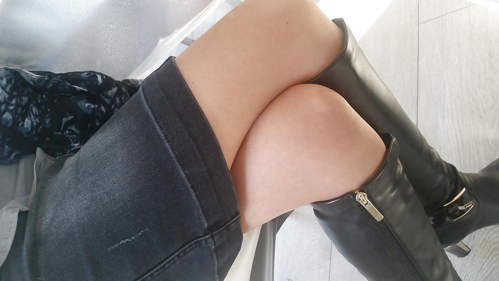 25P French hairy mature wife with pantihose, upskirts 2