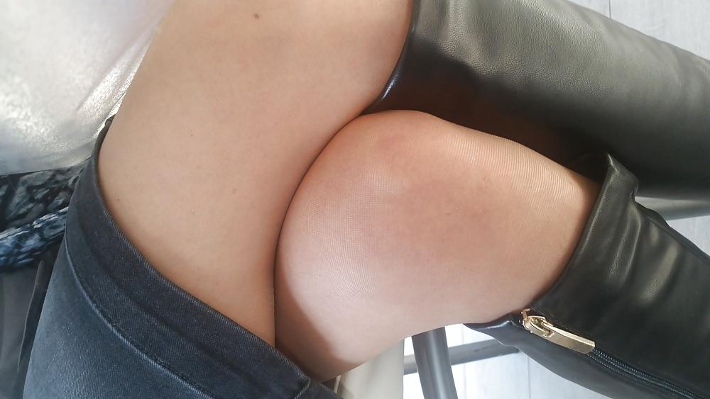 25P French hairy mature wife with pantihose, upskirts 2