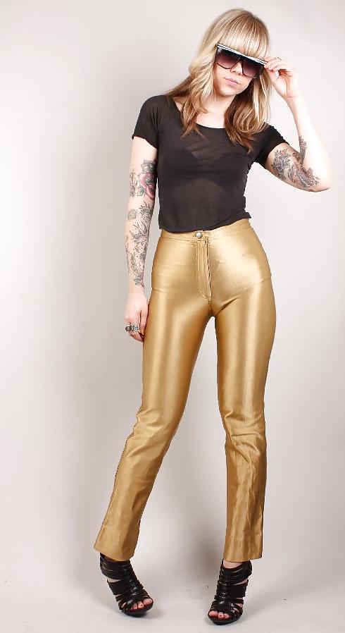 20P GOLD SPANDEX DISCO PANTS