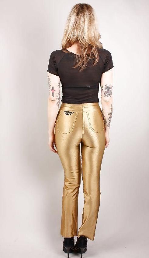 20P GOLD SPANDEX DISCO PANTS