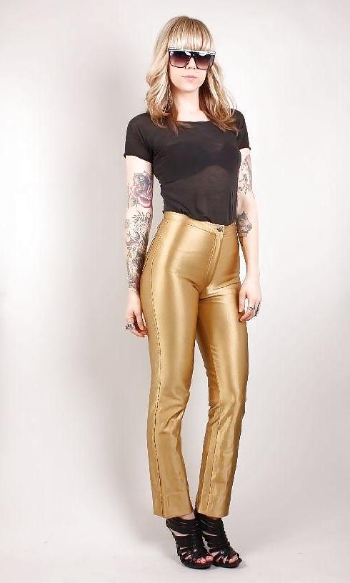 20P GOLD SPANDEX DISCO PANTS