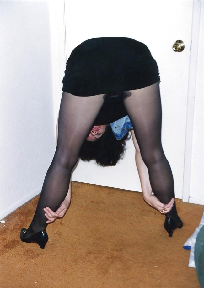 25P Lady T Bondage at a party in black dress.