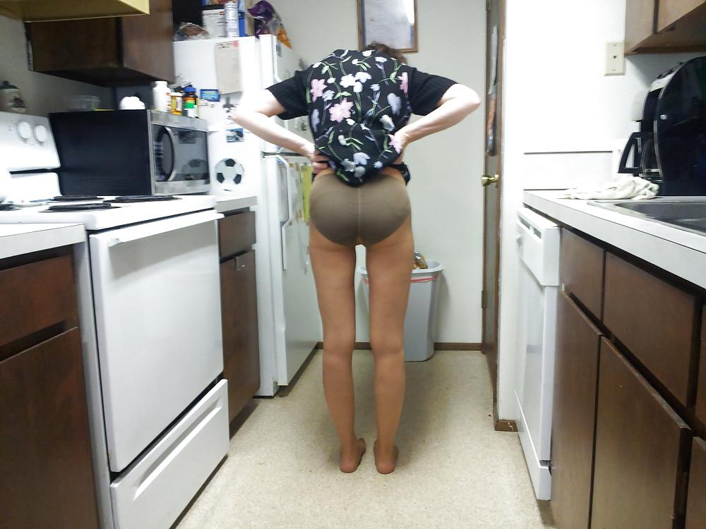 4P My wife in dress and pantyhose.