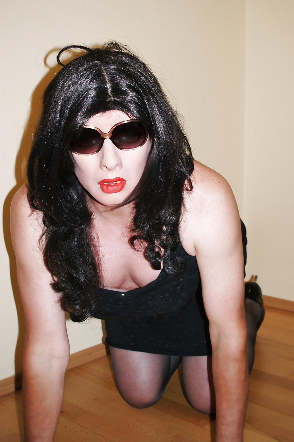 24P Black dress and black pantyhose