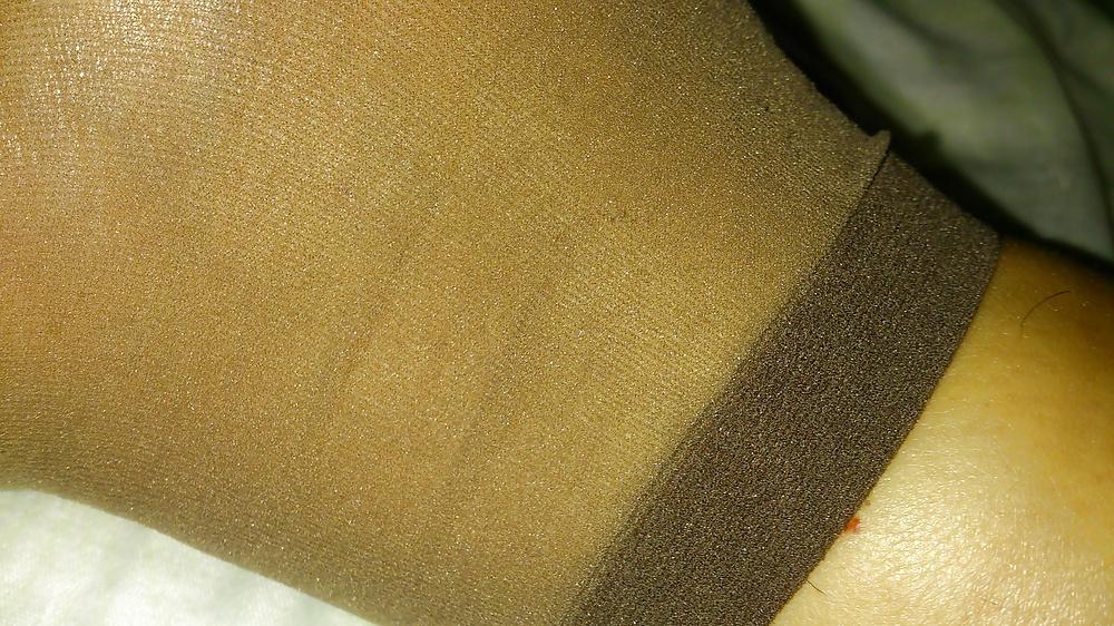 25P Drunk girlfriend in nylon sock