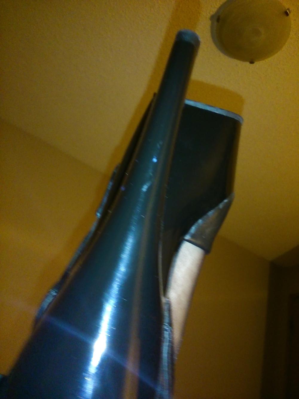 14P Feet In Black Stockings, Leather High Heels And Blue Polish