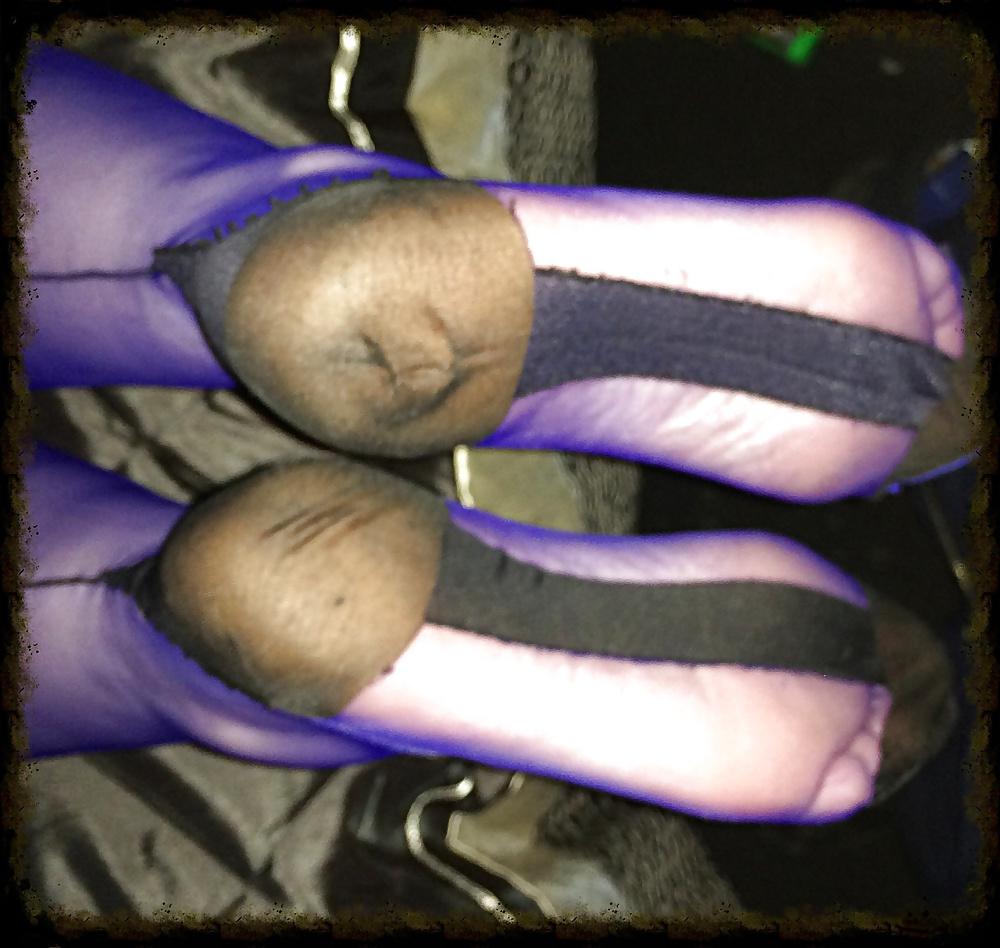 4P Electric blue stocking worship