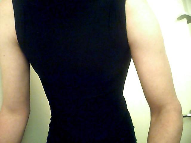 12P Blue dress and black pantyhose
