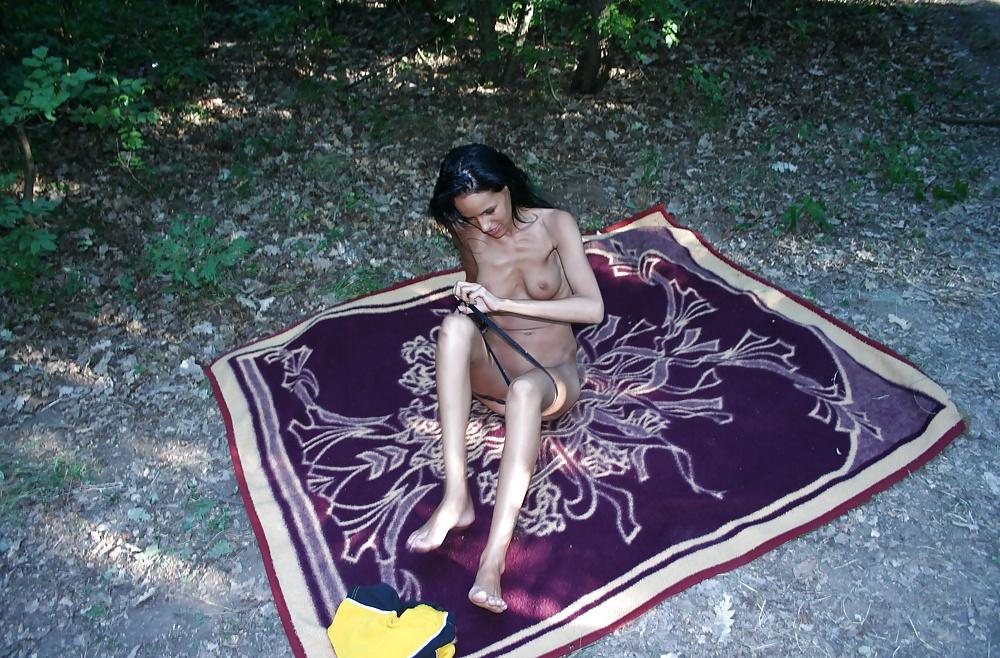 22P Hungarian skinny gipsy whore in forest