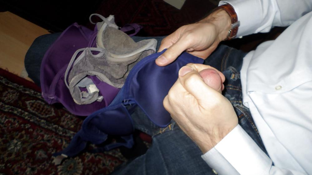 17P Cum on my Wife's blue bra