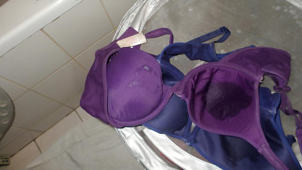 17P Cum on my Wife's blue bra