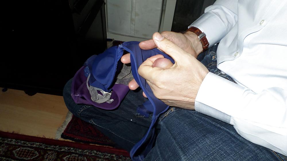 17P Cum on my Wife's blue bra