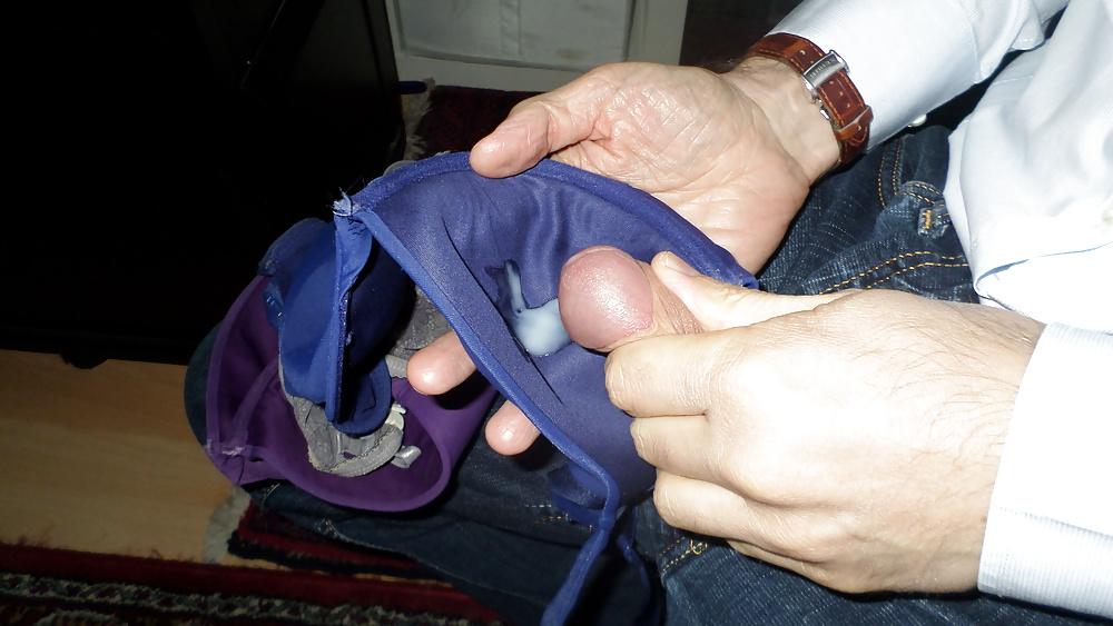 17P Cum on my Wife's blue bra