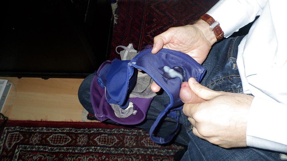 17P Cum on my Wife's blue bra