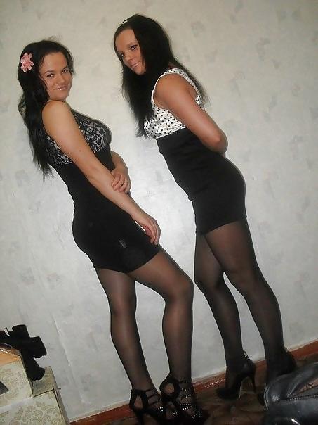 25P Beautiful girls' legs in pantyhose