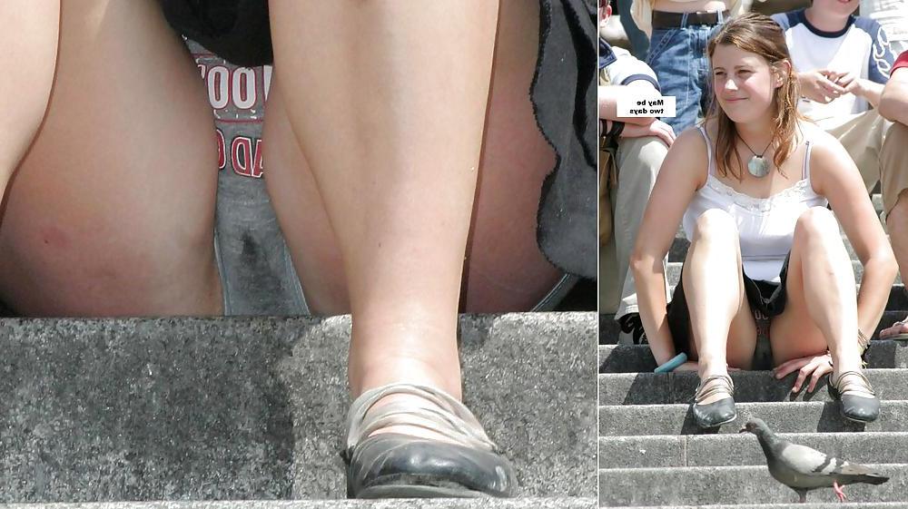 11P Candid voyeur upskirt with dirty panties and thongs