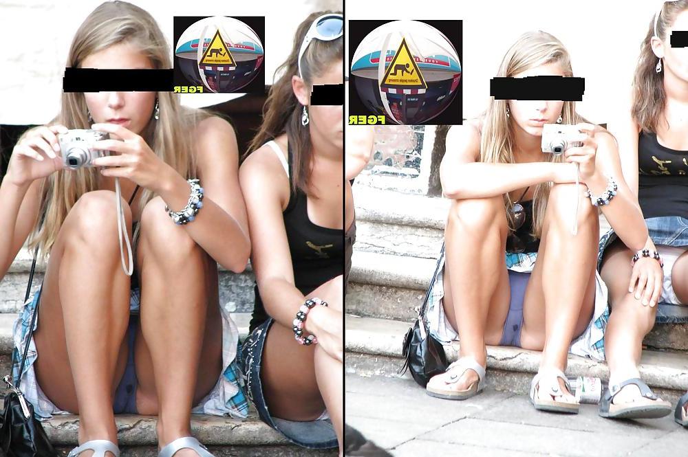 11P Candid voyeur upskirt with dirty panties and thongs