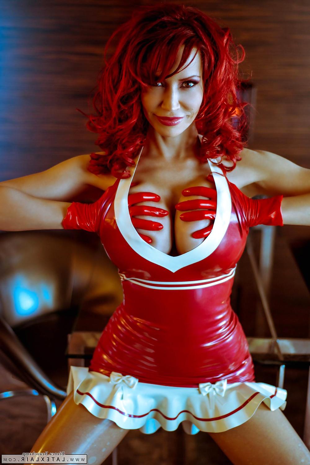 22P Red Latex & Rubber Fetish Dress