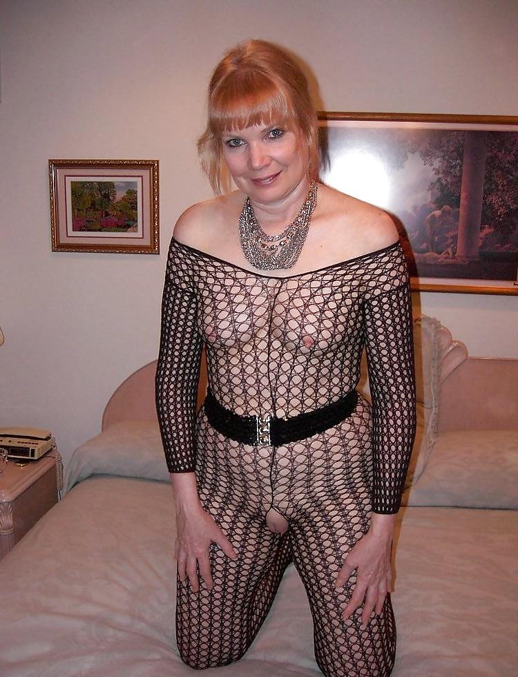 10P Black fishnet outfit with opening