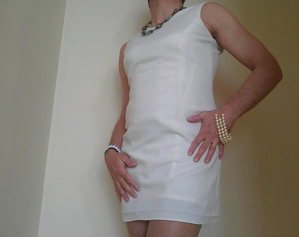 24P Sexy white dress, stockings ans hot white lingerie