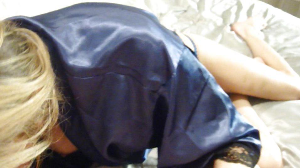 23P Satin Blue Robe and panties 
