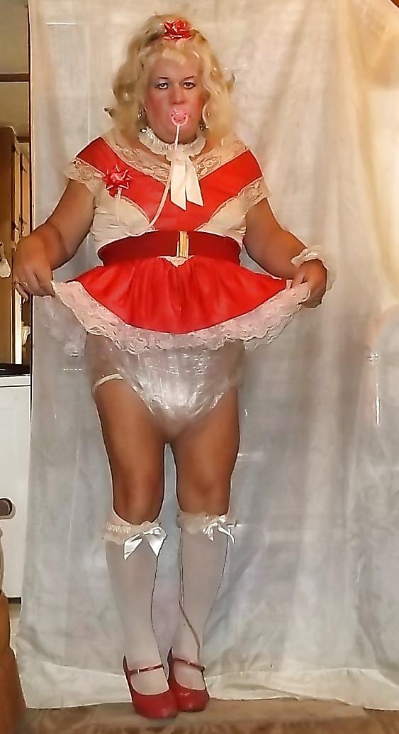 16P Sissy pansy in several of his adult baby girl dresses