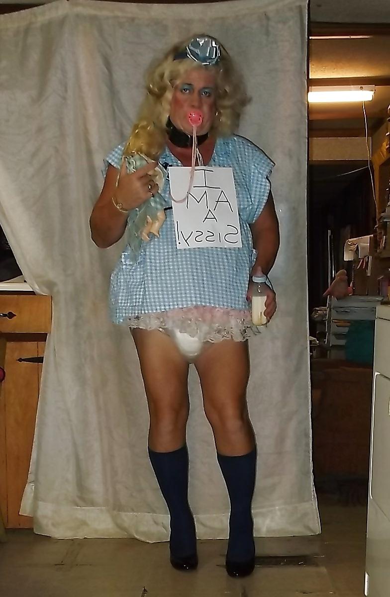 16P Sissy pansy in several of his adult baby girl dresses