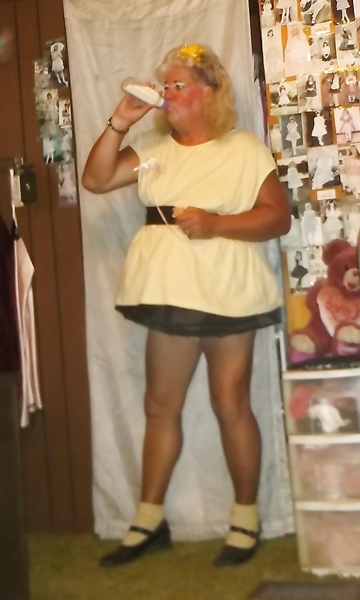 16P Sissy pansy in several of his adult baby girl dresses