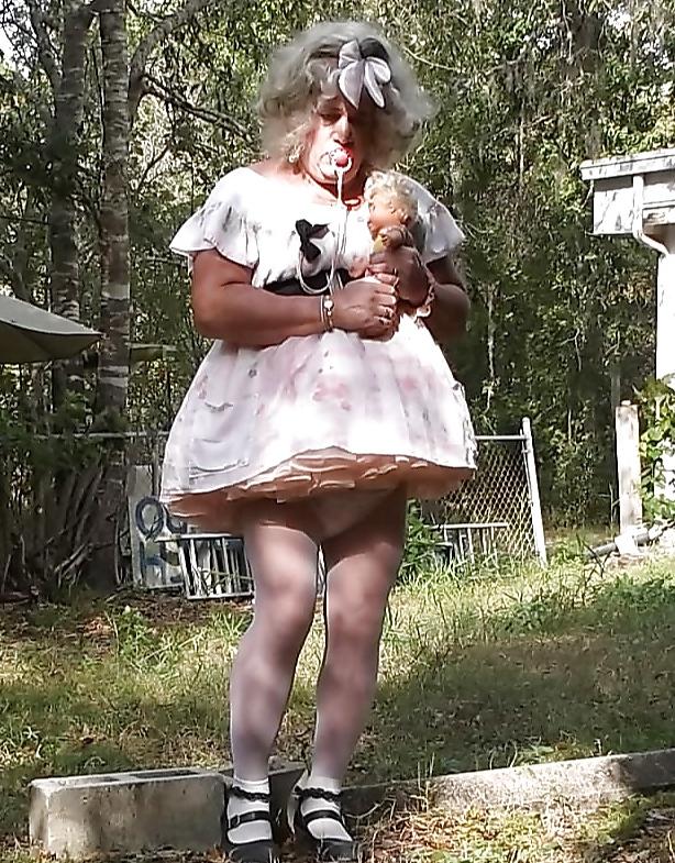 16P Sissy pansy in several of his adult baby girl dresses