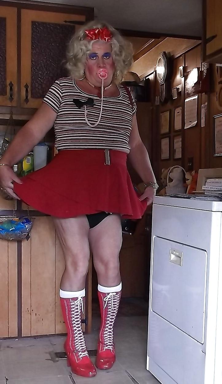 16P Sissy pansy in several of his adult baby girl dresses